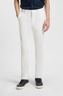 Slim-fit trousers in stretch cotton, White