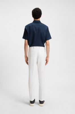 Slim-fit trousers in stretch cotton, White
