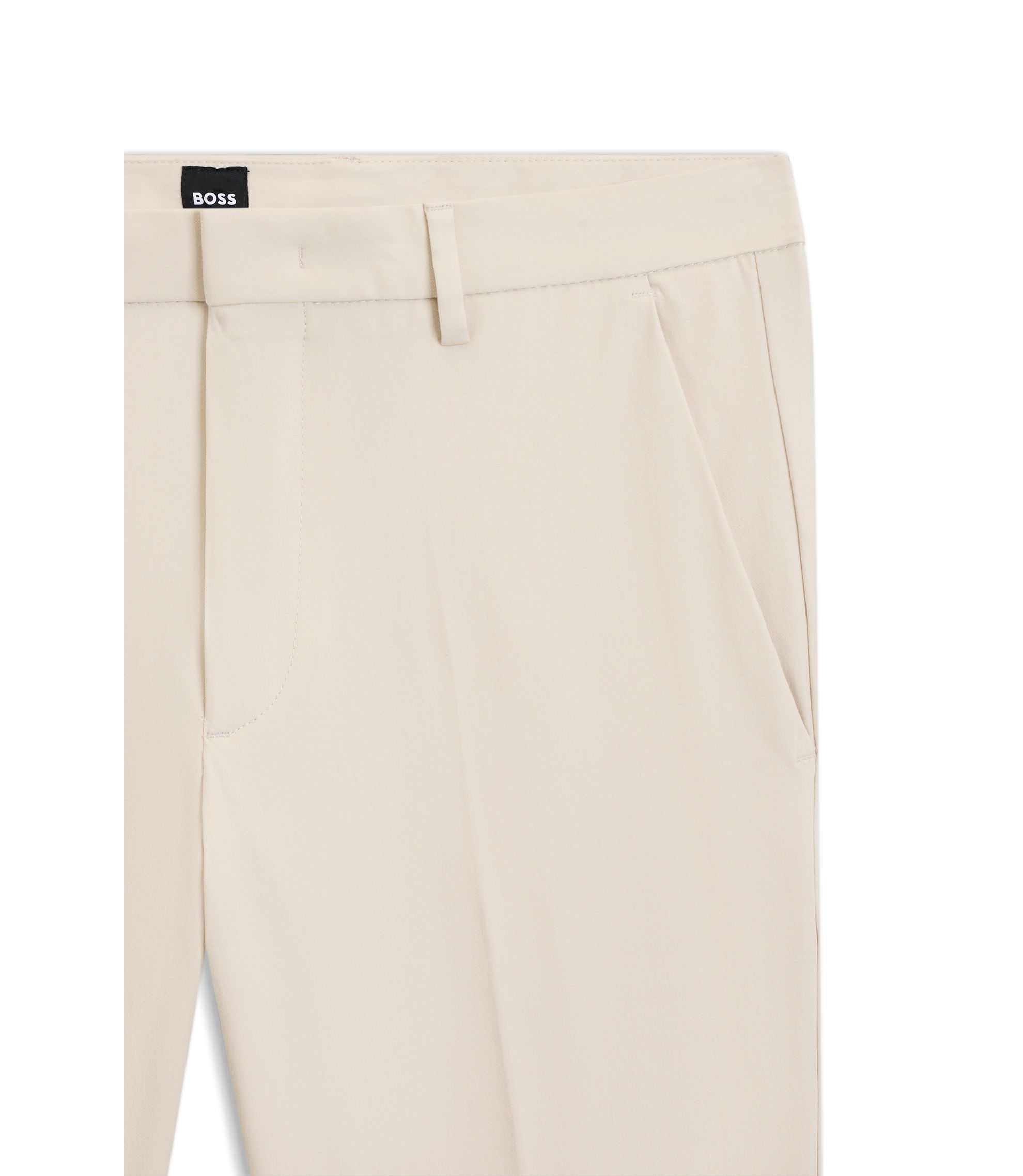 BOSS - Slim-fit trousers in stretch cotton - White