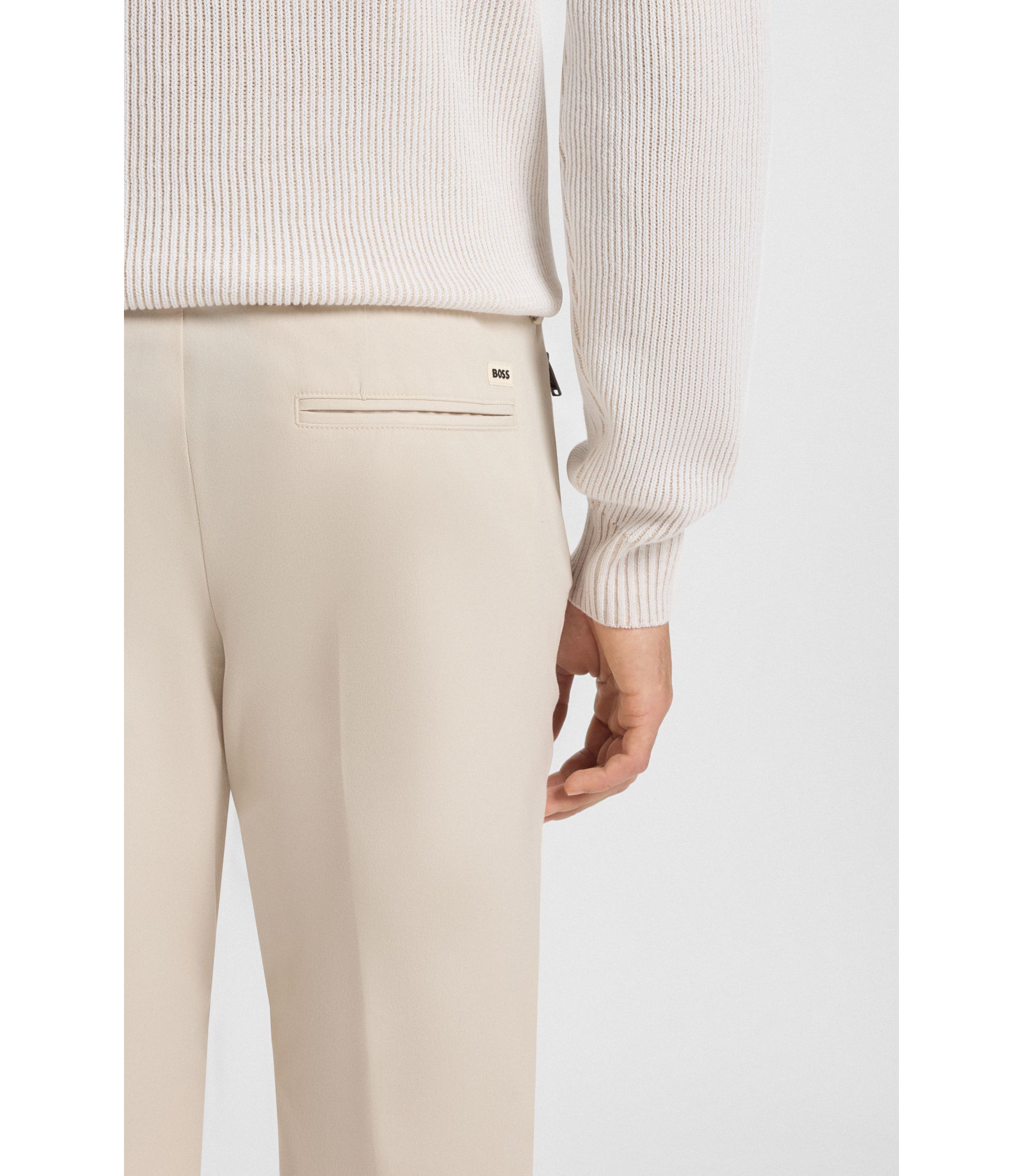 BOSS - Slim-fit trousers in stretch cotton - White