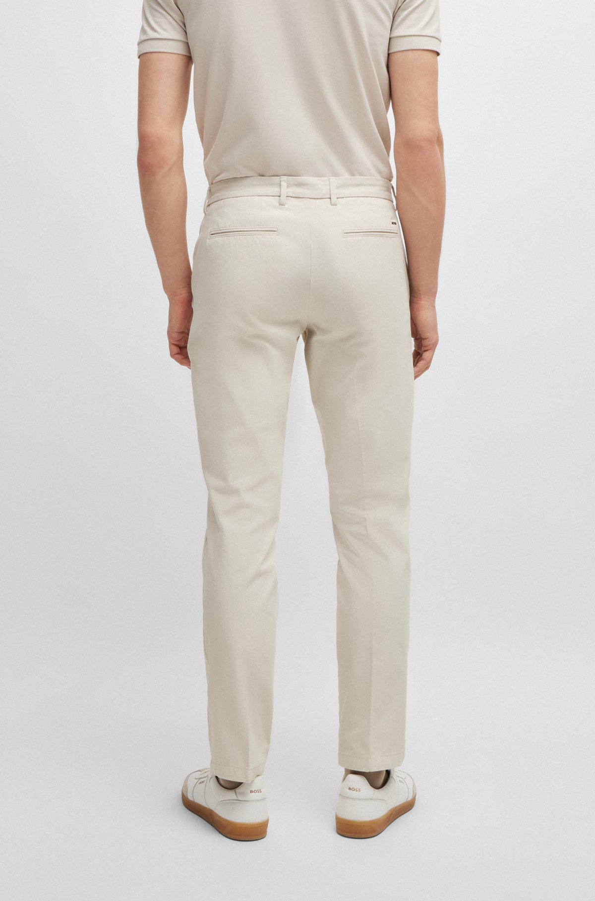 Slim-fit trousers in a cotton blend with stretch, White