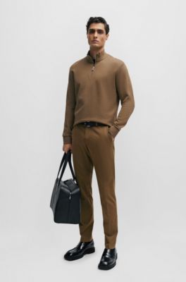 Pantalon Slim en coton stretch m&eacute;lang&eacute;, Brun chin&eacute;