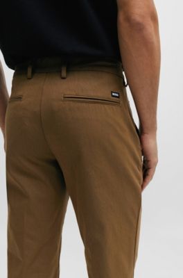 Pantalon Slim en coton stretch m&eacute;lang&eacute;, Brun chin&eacute;