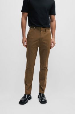 Pantalon Slim en coton stretch m&eacute;lang&eacute;, Brun chin&eacute;