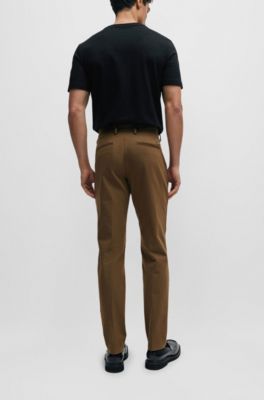 Pantalon Slim en coton stretch m&eacute;lang&eacute;, Brun chin&eacute;