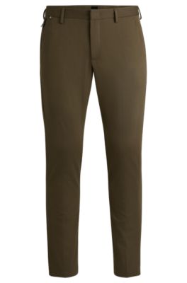 Pantalon Slim en coton stretch m&eacute;lang&eacute;, Kaki