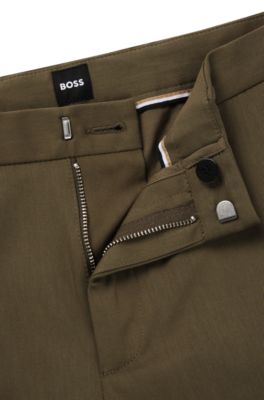 Pantalon Slim en coton stretch m&eacute;lang&eacute;, Kaki