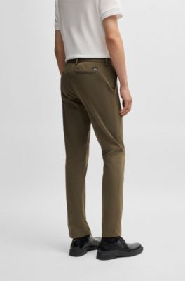 Pantalon Slim en coton stretch m&eacute;lang&eacute;, Kaki