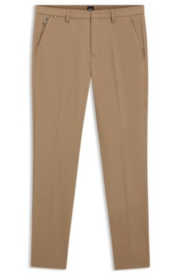 Hugo Boss Slim-fit Trousers In Stretch Cotton In Light Beige