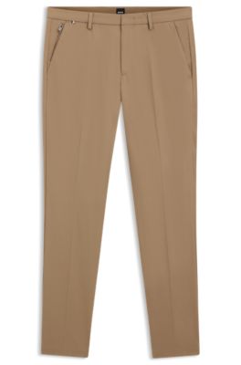 Hugo Boss Slim-fit Trousers In A Cotton Blend With Stretch In Light Beige