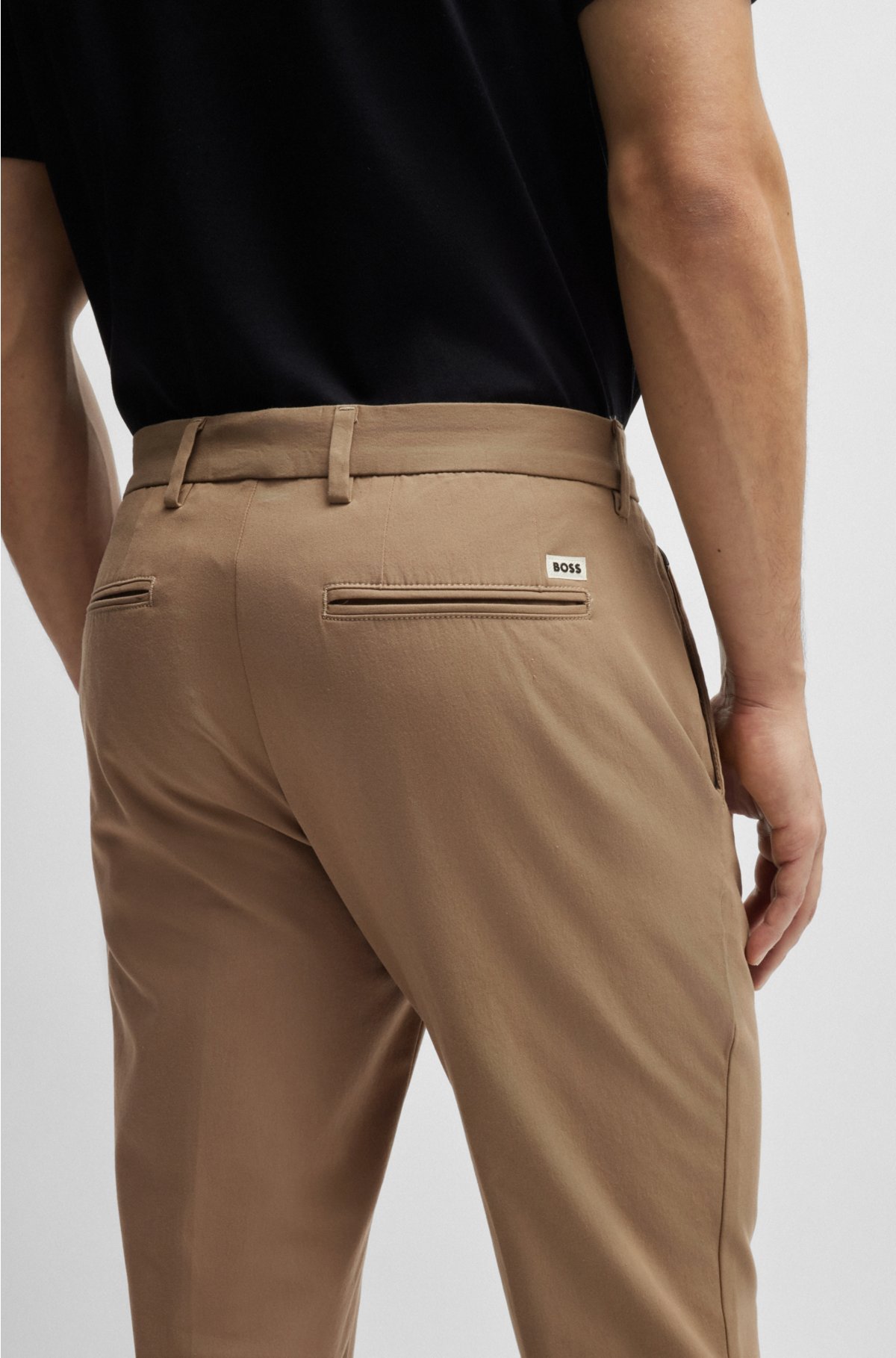 BOSS - Regular-fit trousers in glossy stretch material
