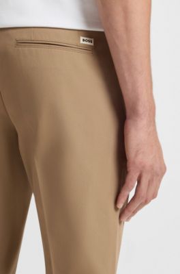 Pantalon Slim en coton stretch m&eacute;lang&eacute;, Beige clair