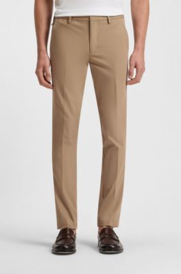 Pantalones slim fit de algod&oacute;n el&aacute;stico, Beige claro