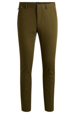 Slim-fit trousers in stretch cotton, Dark Green