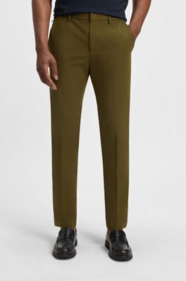 Slim-fit trousers in stretch cotton, Dark Green