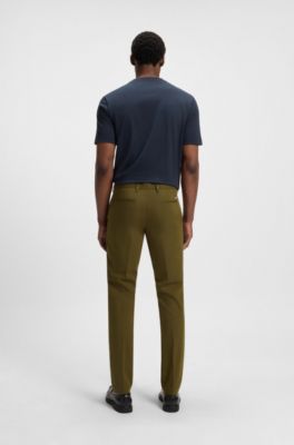 Slim-fit trousers in stretch cotton, Dark Green