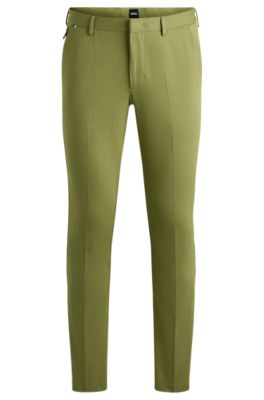 Pantalon Slim en coton stretch m&eacute;lang&eacute;, Vert