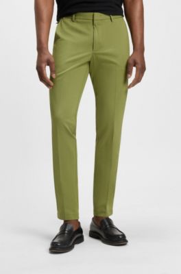 Slim-fit trousers in stretch cotton, Green