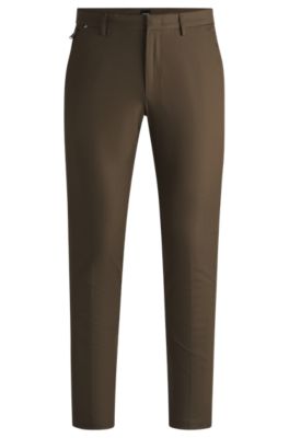 Hugo Boss Slim-fit Trousers In Stretch Cotton In Light Green