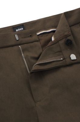 Slim-fit trousers in stretch cotton, Light Green