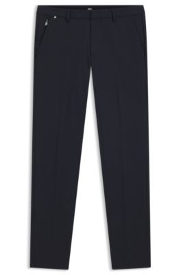 Slim-fit trousers in stretch cotton, Dark Blue