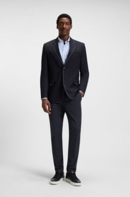 Slim-fit trousers in stretch cotton, Dark Blue