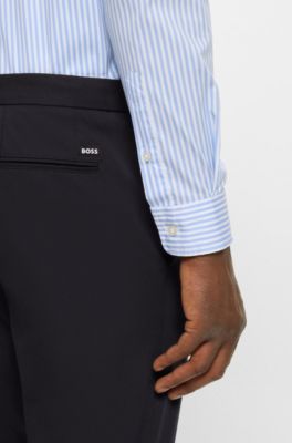 Pantalones slim fit de algod&oacute;n el&aacute;stico, Azul oscuro