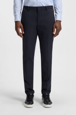 Slim-fit trousers in stretch cotton, Dark Blue