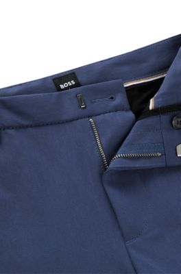 Slim-fit trousers in stretch cotton, Dark Blue