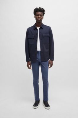 Slim-fit trousers in stretch cotton, Dark Blue
