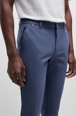 Slim-fit trousers in stretch cotton, Dark Blue