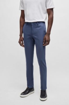 Slim-fit trousers in stretch cotton, Dark Blue