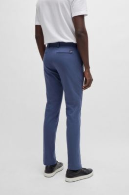 Slim-fit trousers in stretch cotton, Dark Blue