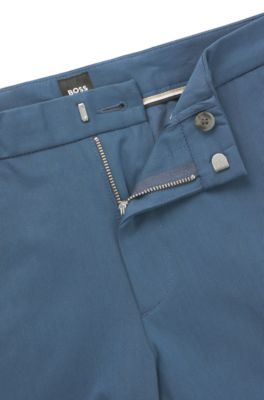 Pantalon Slim en coton stretch m&eacute;lang&eacute;, Bleu