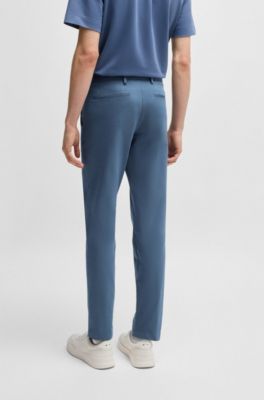 Pantalon Slim en coton stretch m&eacute;lang&eacute;, Bleu