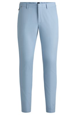 Hugo Boss Mens Slim Fit Chinos In Stretch-cotton Satin In Light Blue