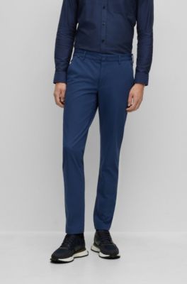 Hugo Boss Slim-fit Trousers In A Cotton Blend With Stretch In Light Blue