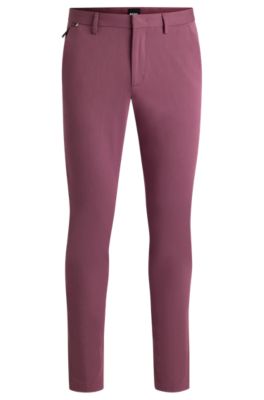 Pantalon Slim en coton stretch m&eacute;lang&eacute;, Lilas