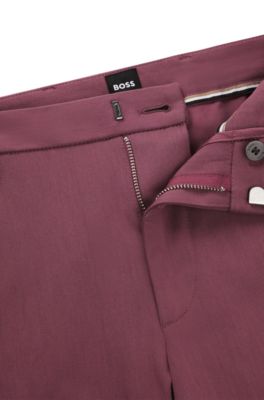 Pantalon Slim en coton stretch m&eacute;lang&eacute;, Lilas