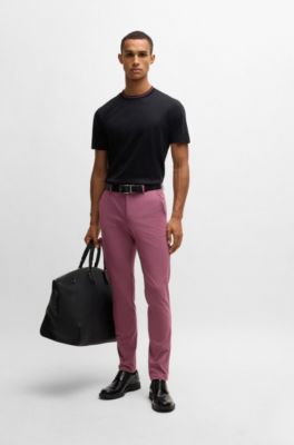 Pantalon Slim en coton stretch m&eacute;lang&eacute;, Lilas