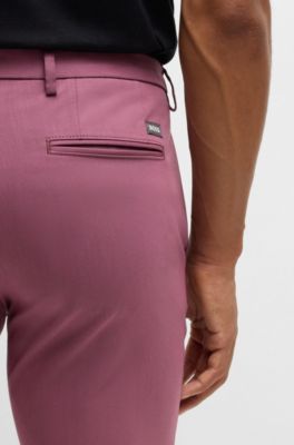 Pantalon Slim en coton stretch m&eacute;lang&eacute;, Lilas