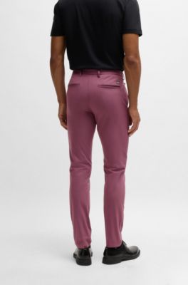 Pantalon Slim en coton stretch m&eacute;lang&eacute;, Lilas