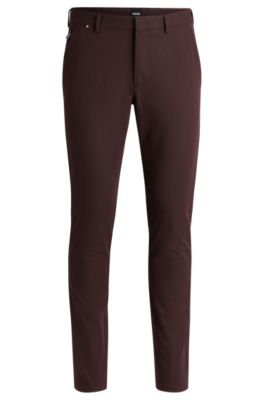 Shop Hugo Boss Slim-fit Trousers In Cotton In Light Red