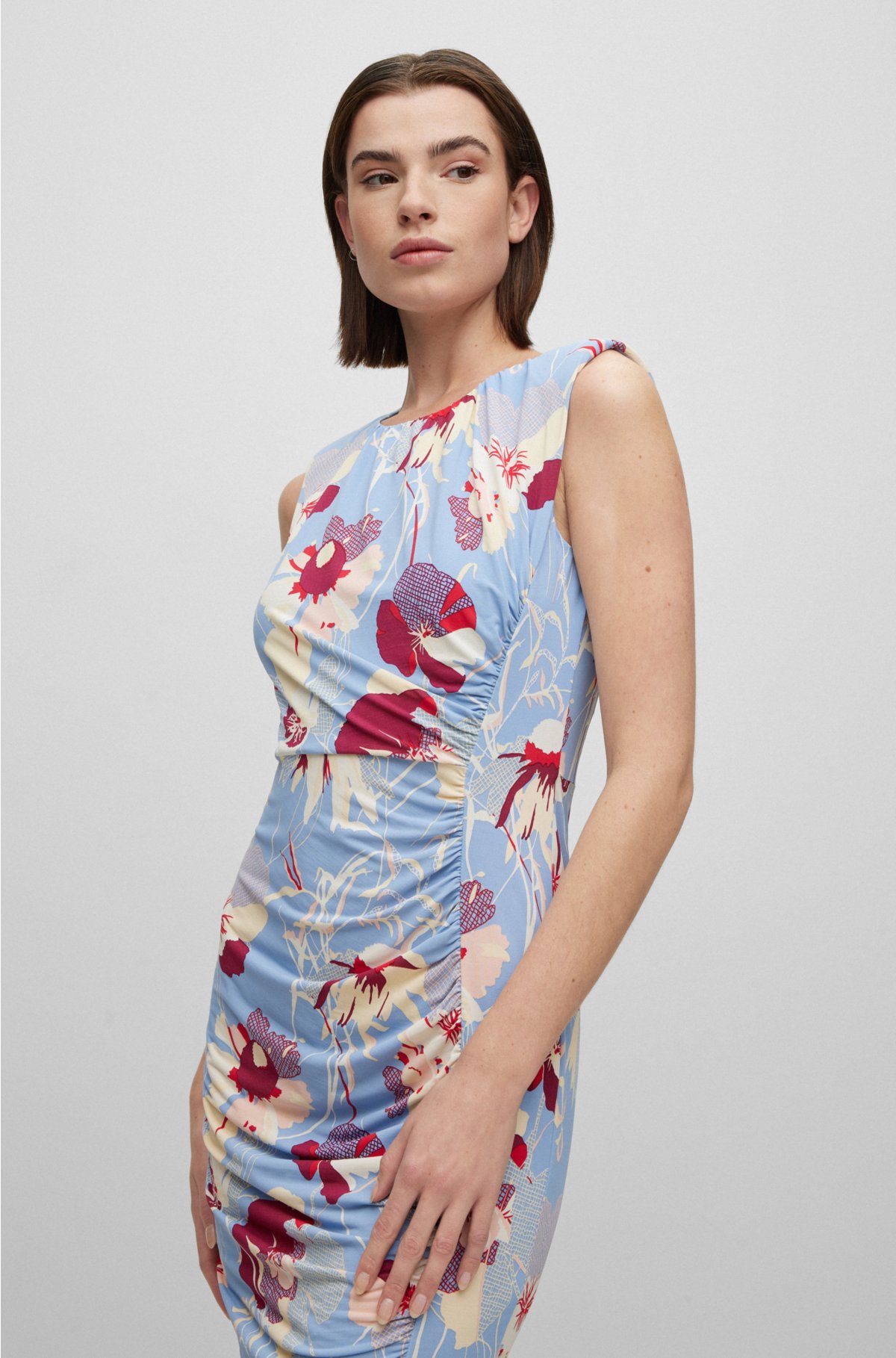 BOSS - Crepe-jersey shift dress with floral print