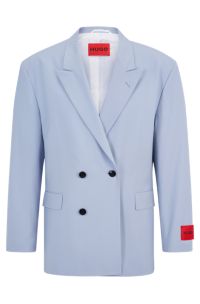 HUGO - Double-breasted oversize-fit jacket in a tropical wool blend