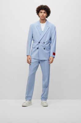 HUGO - Double-breasted oversize-fit jacket in a tropical wool blend