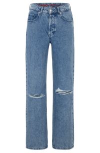 GRBOZC Womens Wide Leg Denim Pants Casual High Rise Relaxed Fit