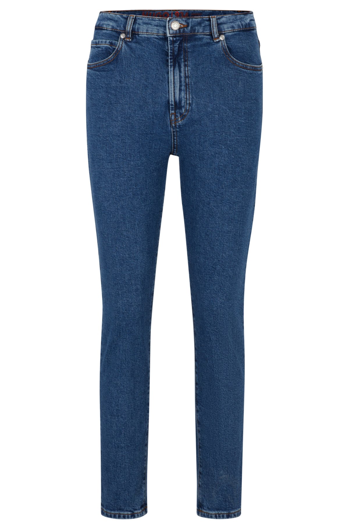 - Slim-fit jeans in blue stretch denim