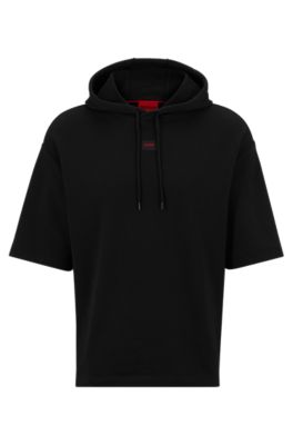 HUGO - Short-sleeved relaxed-fit hoodie in cotton terry