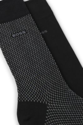 Paquete de dos pares de calcetines de largo normal con detalles de logo, Negro